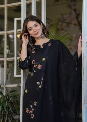 Girlish black silk blend printed beautiful salwar kameez 3