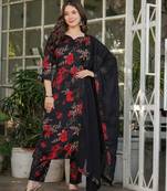 Girlish black silk blend printed beautiful salwar kameez