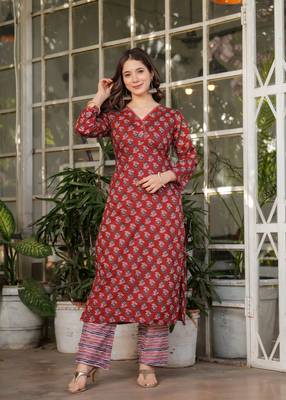 Girlish rust cotton printed beautiful salwar kameez 4