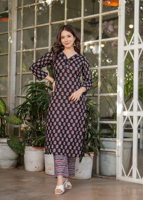 Girlish black cotton printed beautiful salwar kameez 4