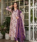 Girlish off white cotton printed beautiful salwar kameez