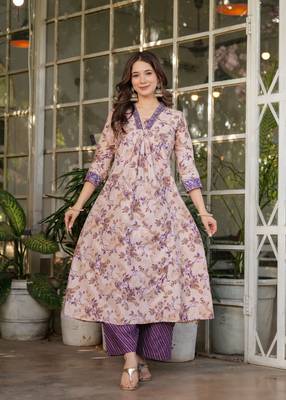 Girlish off white cotton printed beautiful salwar kameez 4