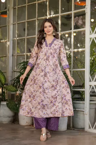Girlish off white cotton printed beautiful salwar kameez