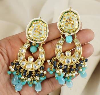 Polki Meena Amazonite Jhumka Earrings Wedding Jewelry 3
