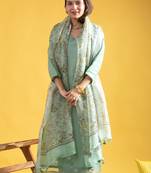 Girlish pista viscosee chanderi embroidery work and printed beautiful salwar kameez