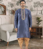 Grey kurta patiyala indian ethnic wear for men's