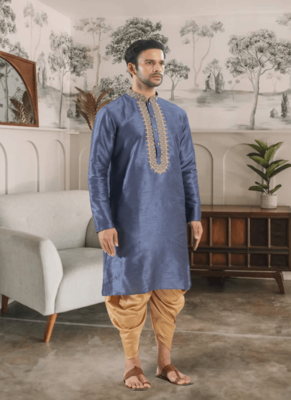 Grey kurta patiyala indian ethnic wear for men's 2