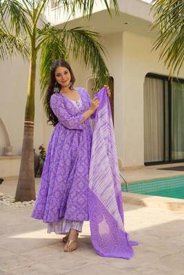 Purple muslin fabric beautiful partywear dress for girlie looks 1