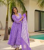 Purple muslin fabric beautiful partywear dress for girlie looks