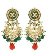 Polki Meena Green Onyx Jhumka Earrings Wedding Jewelry