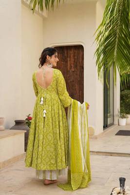 Green muslin fabric beautiful partywear dress for girlie looks 2