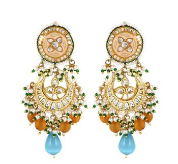 Meenakari Polki Handmade Jhumka Earrings Wedding Jewelry 1