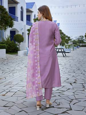 Lavender viscosee fabric beautiful printed readymade kurta set 2