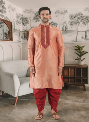 Art silk kurta patiyala indian ethnic wear for men's 1
