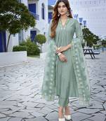 Light green viscosee fabric beautiful printed readymade kurta set