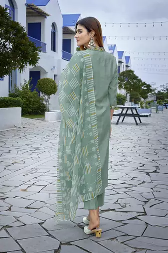 Light green viscosee fabric beautiful printed readymade kurta set