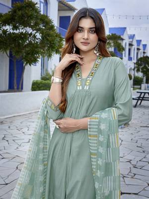 Light green viscosee fabric beautiful printed readymade kurta set 3