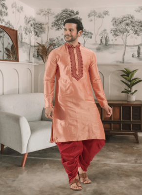 Art silk kurta patiyala indian ethnic wear for men's 2
