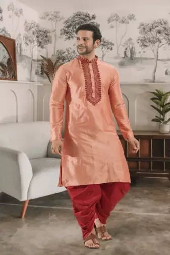 Art silk kurta patiyala indian ethnic wear for men's