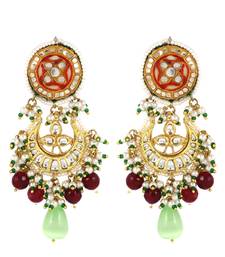 Red Meena Polki Ruby Jhumka Earrings Wedding Jewelry