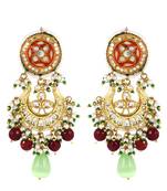 Red Meena Polki Ruby Jhumka Earrings Wedding Jewelry