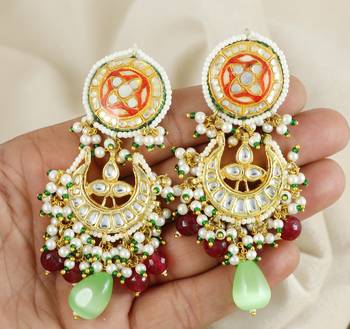 Red Meena Polki Ruby Jhumka Earrings Wedding Jewelry 3