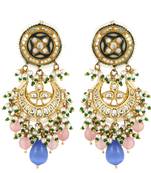 Rose Quartz Polki Meena Jhumka Earrings Wedding Jewelry
