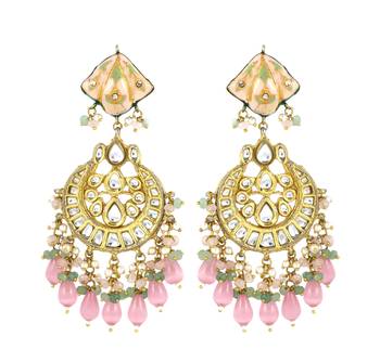 Polki Kundan Meena Jhumka Earrings Wedding Jewelry 1