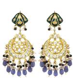 Blue Sapphire Pearl Polki Meena Jhumka Earrings Jewelry