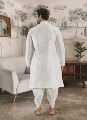White kurta patiyala indian ethnic wear for men's 4