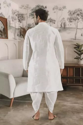 White kurta patiyala indian ethnic wear for men's