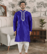 Art silk kurta patiyala indian ethnic wear for men's