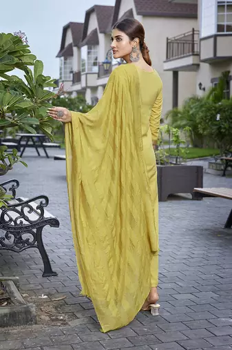 Mustard cotton blend fabric beautiful printed readymade kurta set