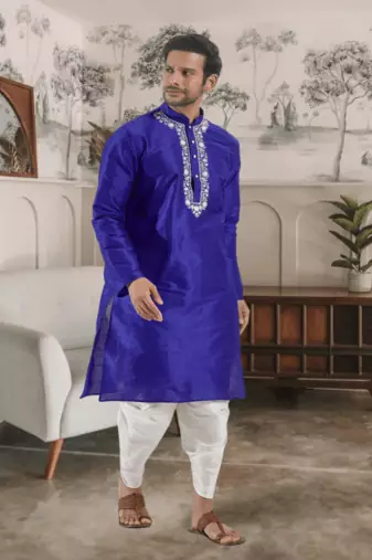 Art silk kurta patiyala indian ethnic wear for men's