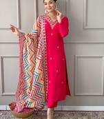 Pink viscosee fabric looks graceful readymade suit for girls