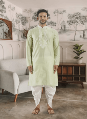 Green kurta patiyala indian ethnic wear for men's 1