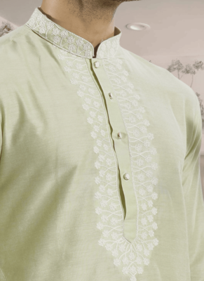 Green kurta patiyala indian ethnic wear for men's 3