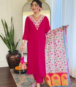 Pink rayon fabric designer looks graceful readymade suit for girls
