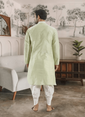Green kurta patiyala indian ethnic wear for men's 4