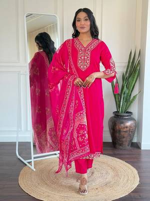 Pink bsy viscosee fabric looks graceful readymade suit for girls 1
