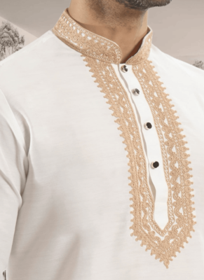 White kurta patiyala indian ethnic wear for men's 3