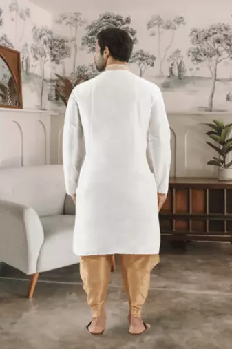 White kurta patiyala indian ethnic wear for men's