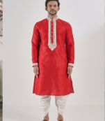 Red kurta patiyala indian ethnic wear for men's