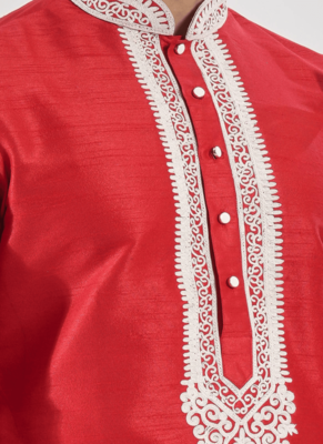Red kurta patiyala indian ethnic wear for men's 3
