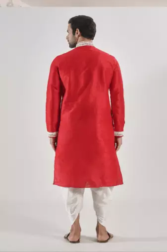 Red kurta patiyala indian ethnic wear for men's