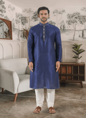 Blue kurta churidar indian ethnic wear for men's 1