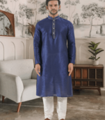 Blue kurta churidar indian ethnic wear for men's