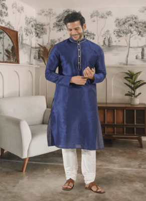 Blue kurta churidar indian ethnic wear for men's 2