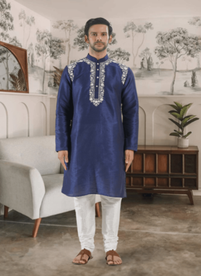 Blue kurta churidar indian ethnic wear for men's 1