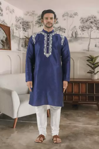 Blue kurta churidar indian ethnic wear for men's